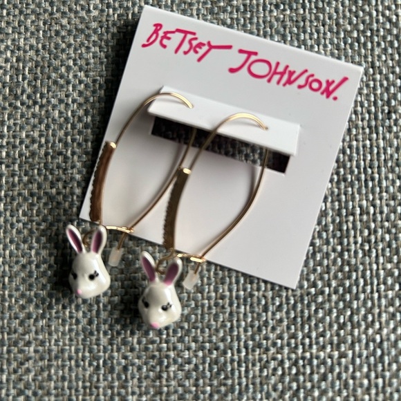 Betsey Johnson Somebunnys Baby Bunny Drop Earrings New - Picture 6 of 7
